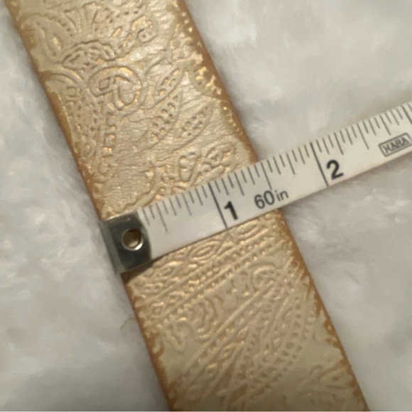 Fossil Beige Patterned Leather  Belt with Embellished Buckle Size M - Picture 14 of 15